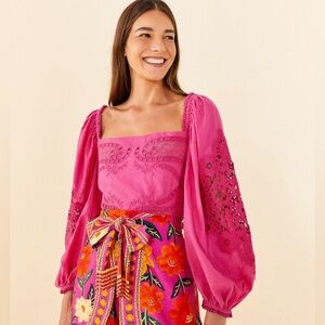 Farm Rio Pink Lace Blouse NWT